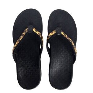 Vionic Size 10 Tide II Leopard Print Patent Thong Flip Flops Women Orthaheels